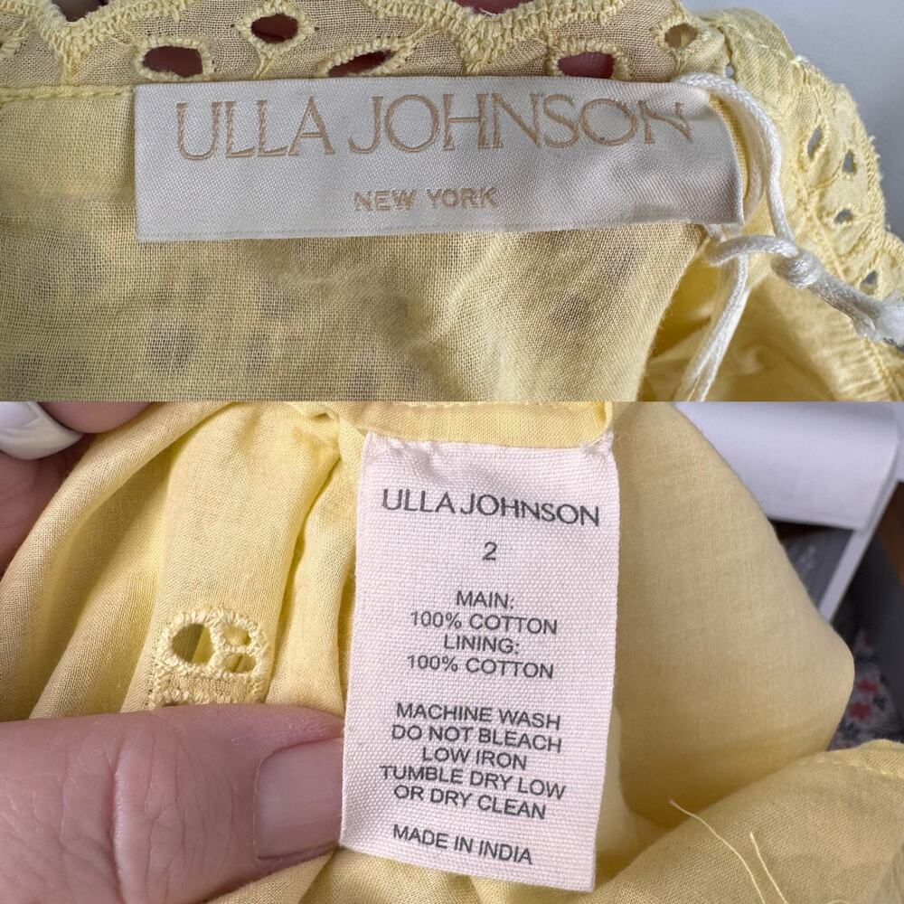 NWT Ulla Johnson Isadore Midi Dress Yellow Eyelet Preppy Beach Party Size 2 - Picture 9 of 16